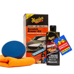 Meguiar's Quik Scratch Eraser Kit for car surface blemishes, includes ScratchX and microfiber towel