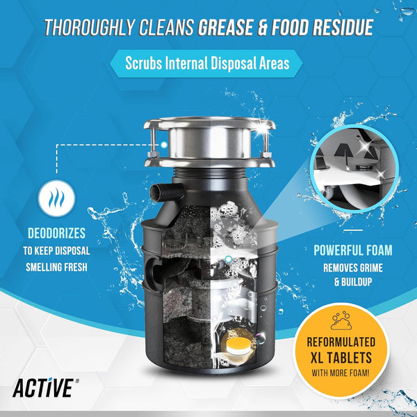 Garbage Disposal Cleaner Deodorizer Tablets, Foaming Citrus Fresh, 24-Pack