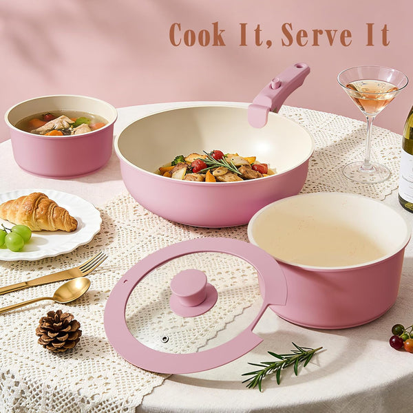 Umite Chef 21-Piece Non-Stick Ceramic Cookware Set with Detachable Handles