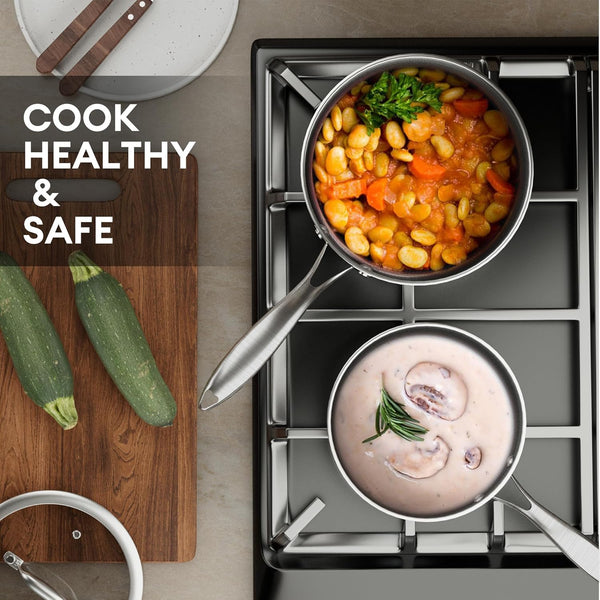 3 quart stainless steel saucepan with lid for all stovetops