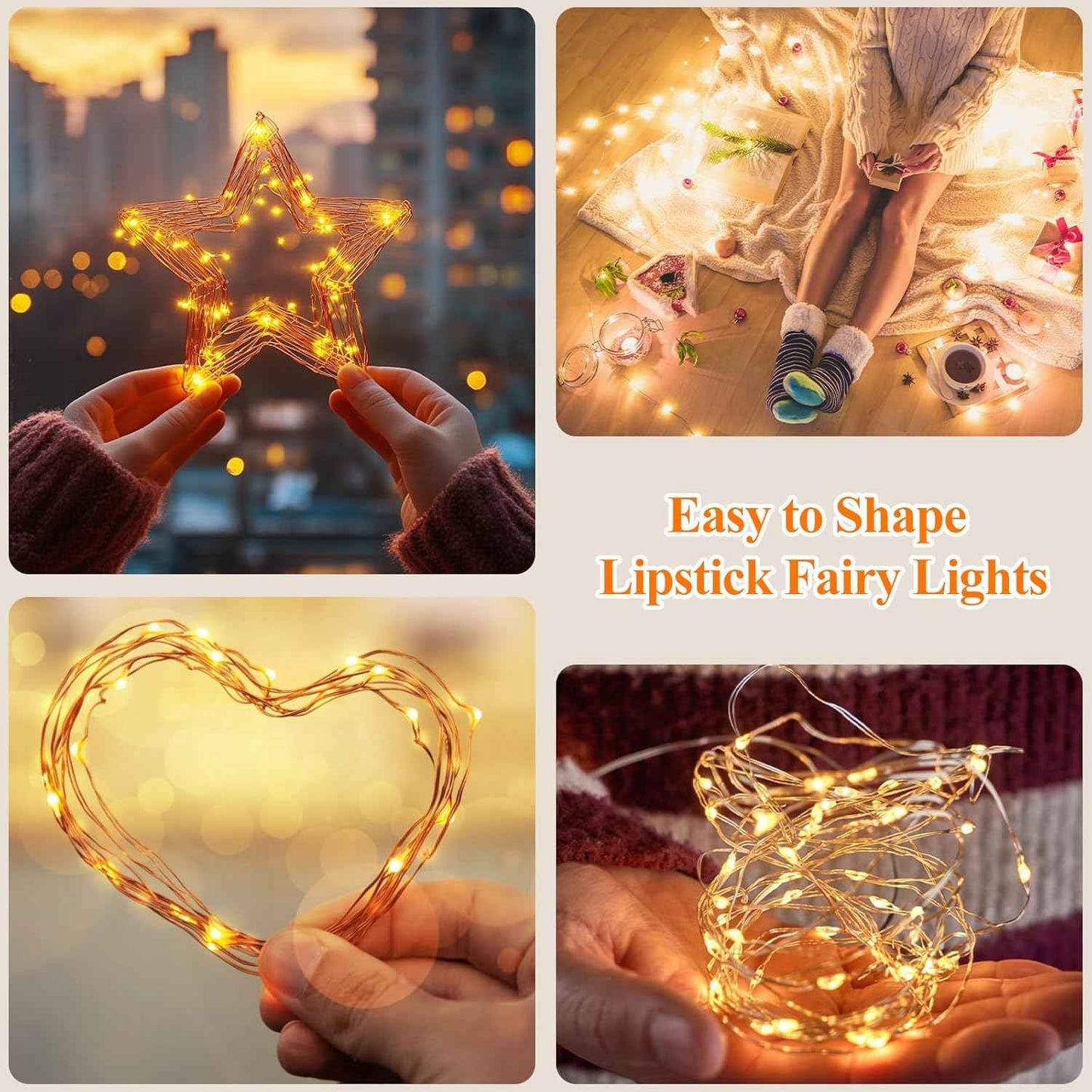 Lakumu LED Fairy Lights Battery Operated, Rechargeable Twinkle Lights with Timer, Mini LED String Lights for Bedroom, Christmas Decorations, Wedding, Centerpiece Table Decor (5M/16FT Warm White)