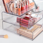 3 Tier Clear Makeup Organizer with Drawer for Countertop and Bathroom Vanity