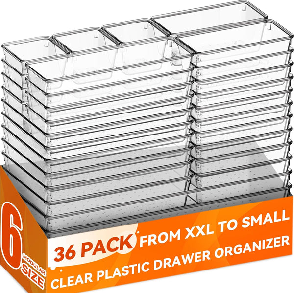 Large drawer organizer bins for kitchen, bathroom, and office use