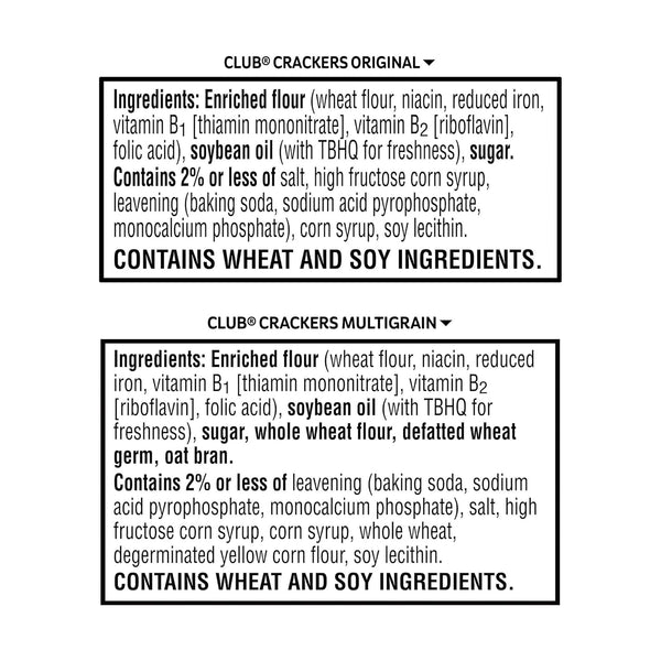 club original and multigrain crackers, variety pack, 2.506lb case, 3 boxes, kosher dairy, wheat and soy ingredients