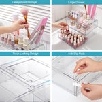3 Tier Clear Makeup Organizer with Drawer for Countertop and Bathroom Vanity