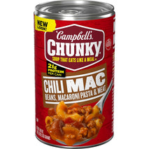 Campbell's Chunky Chili Mac Soup, 18.8 Ounce Can, High-Protein Canned Soup for Game Day Snacks
