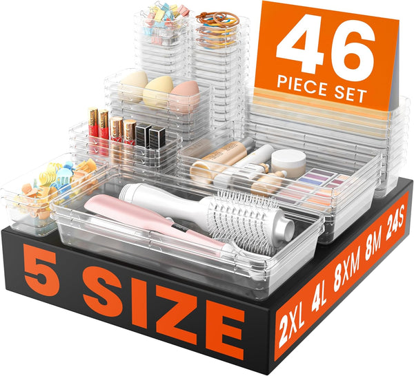 46Pcs & 5 Sizes Tool Box Organizer Tray Divider Set for Toolbox and Home