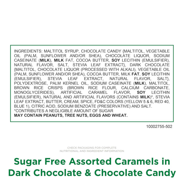 russell stover sugar free assorted caramels in chocolate, 15.3 oz. bag, made with stevia extract, no added sugar