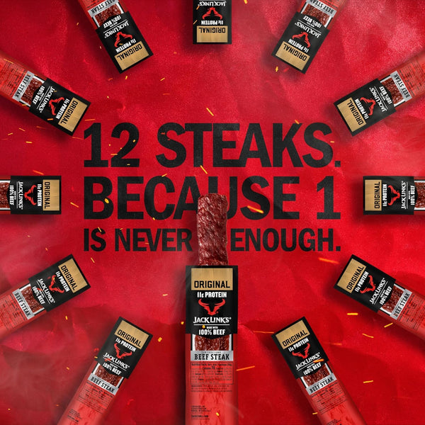 Jack Link's Premium Cuts Beef Steak, Original, 1 oz, 12 Count, Premium Beef Snack