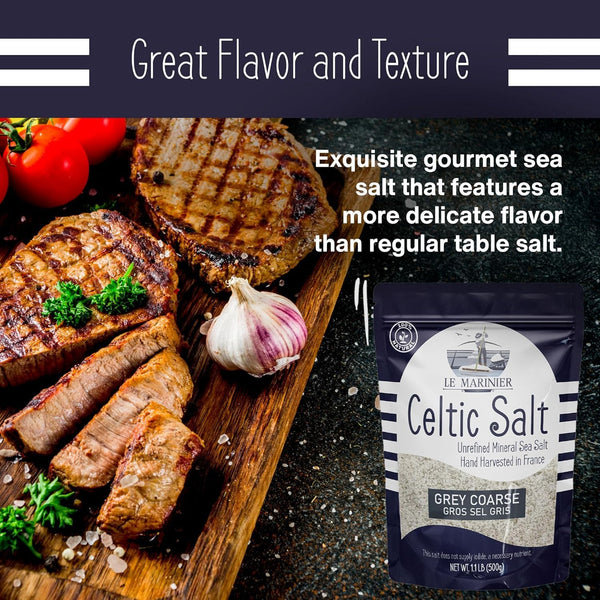 le marinier celtic salt organic grey coarse 1.1lb french sea salt 100% natural unrefined mineral rich