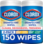 Clorox Disinfecting Cleaning Wipes for Spring Cleaning & Allergy Season, Bleach Free, Fresh Scent and Crisp Lemon, 75 Count Each, Pack of 2