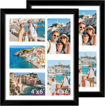 FIXSMITH 8x10 Picture Frame Set of 2, Photo Frame with HD Plexiglass, Display Pictures 5x7 with Mat or 8x10 Without Mat Multi Picture Frames Collage for Tabletop or Wall Display, Black