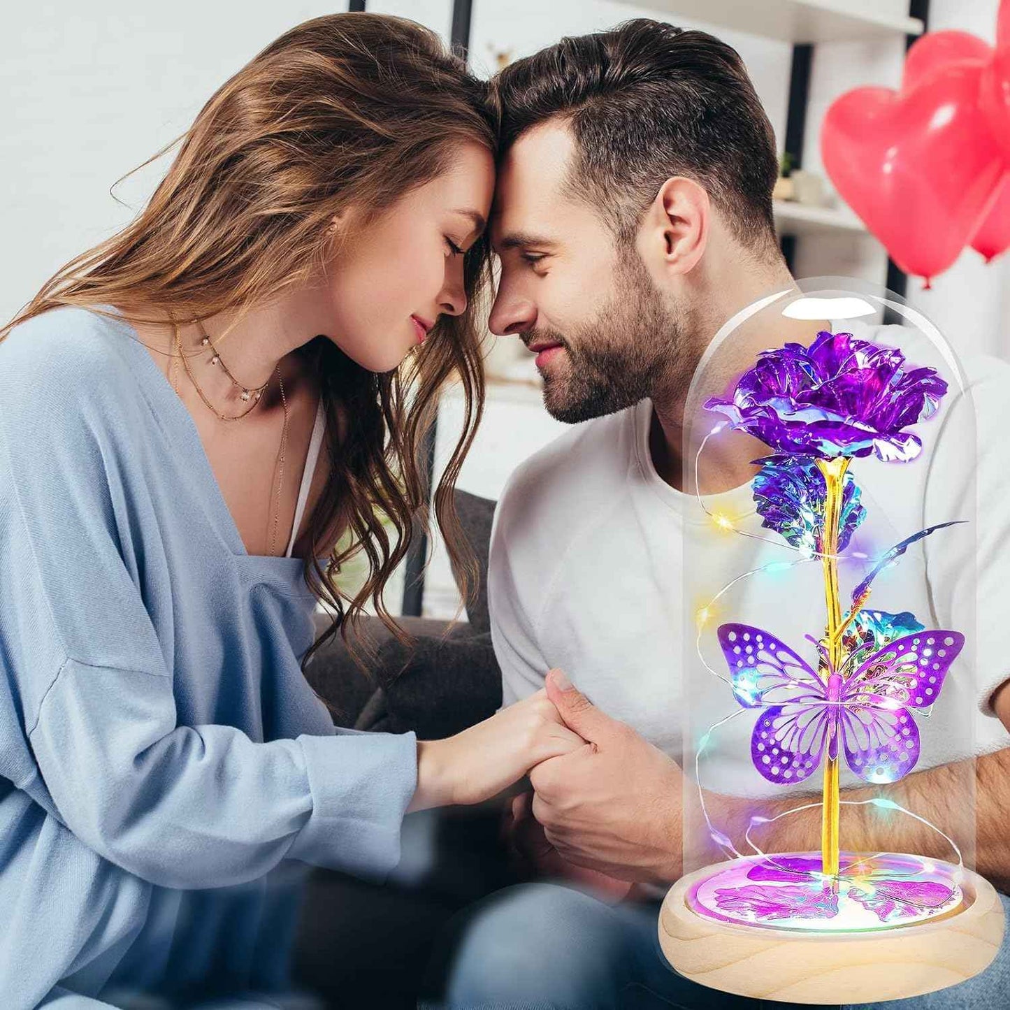 Valentines Day Rose Gifts for Her,Valentines Day Flowers Gifts for Mom Women Girlfriend,Birthday Gifts for Women,Valentines Gifts for Wife,Purple Butterfly Rose Gifts for Valentine's Day Anniversary