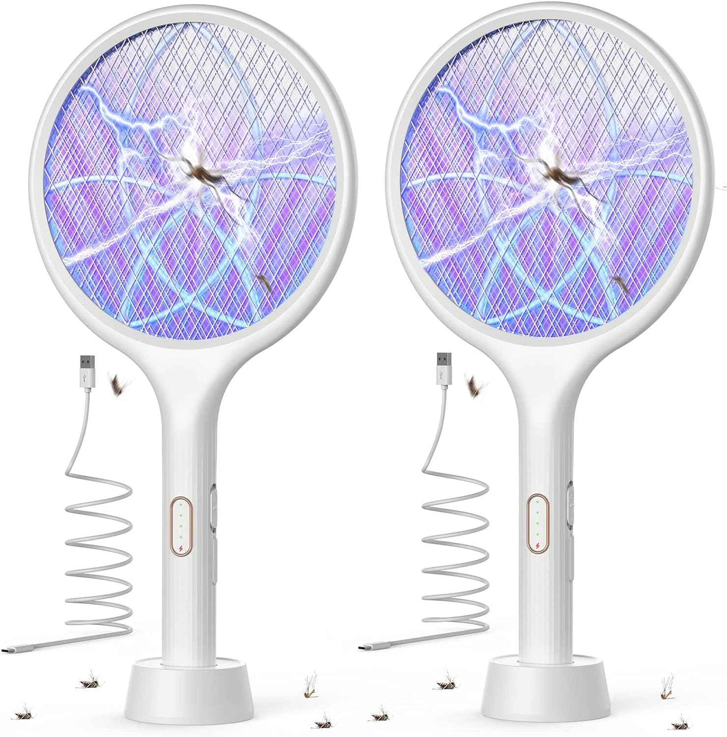 YISSVIC Electric Fly Swatter 4000V Bug Zapper Racket Dual Modes Mosquito Killer with Purple Mosquito Light Rechargeable for Indoor Home Office Backyard Patio Camping (Black-1 Pack)