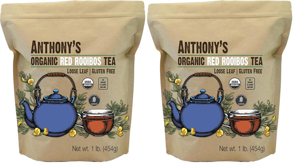 Anthony's Organic Red Rooibos Loose Leaf Tea, 1 lb, Gluten Free, Non GMO, Non Irradiated, Keto Friendly