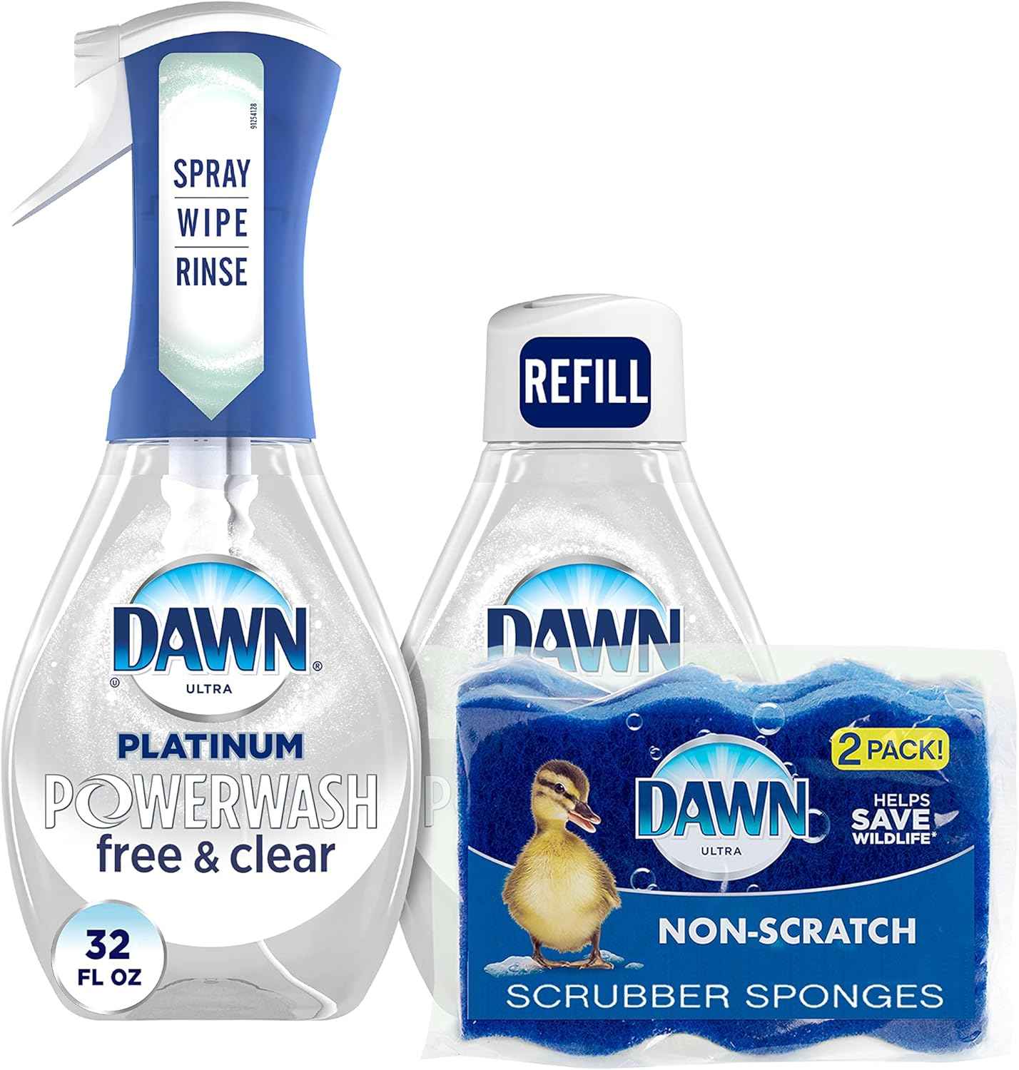Dawn Platinum Powerwash Dish Spray, Dish Soap Liquid, Fresh Scent Bundle, 1 Spray (16oz) + 3 Refills (16oz each)(Pack of 4)