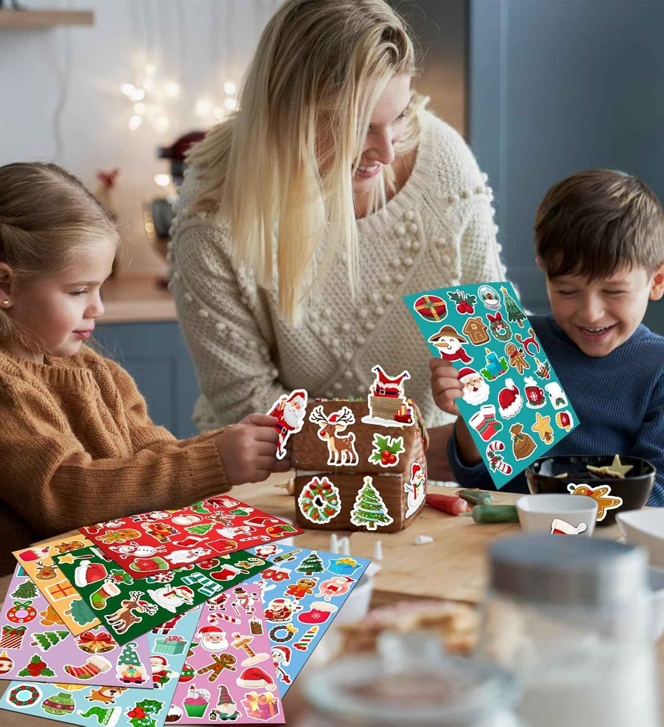 Christmas Stickers - Stocking Stuffers for Kids - 24 Sheets 480Pcs Christmas Gifts for Kids - Xmas Gifts Xmas Party Supplies, Party Favors for Boys and Girls Ages 3 4 5 6 7 8