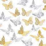 SAOROPEB 3D Butterfly Wall Decor - 48 Pcs, 4 Styles, 3 Sizes, Gold Butterfly Decorations for Birthday & Party Celebrations, Removable Stickers