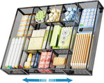 marbrasse expandable desk drawer organizer with 10 adjustable black compartments perfect for office supplies