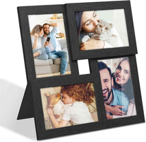 SONGMICS 4x6 Collage Picture Frames, Family Photo Collage Frame Set of 4 for Wall Decor, Glass Front, Wall Hanging or Tabletop, Christmas Gift, Ink Black URPF25BK