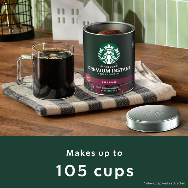starbucks premium instant dark roast arabisca coffee three 3.17 oz tins