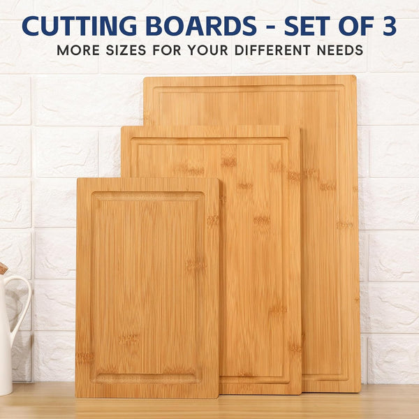 Hiware 3-piece Bamboo Cutting Boards for Kitchen