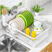 Space-Saving Dish Drying Rack for Kitchen Counters, White