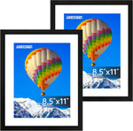 FIXSMITH 8x10 Picture Frame Set of 2, Photo Frame with HD Plexiglass, Display Pictures 5x7 with Mat or 8x10 Without Mat Multi Picture Frames Collage for Tabletop or Wall Display, Black