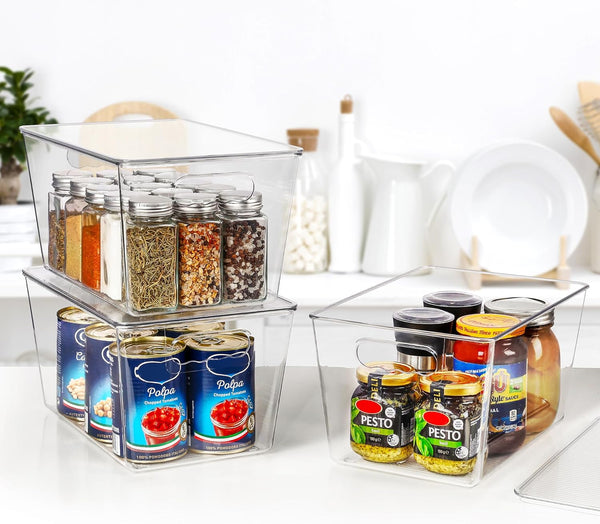 Clear Stackable Storage Bins with Lids for Pantry Organizer and Storage