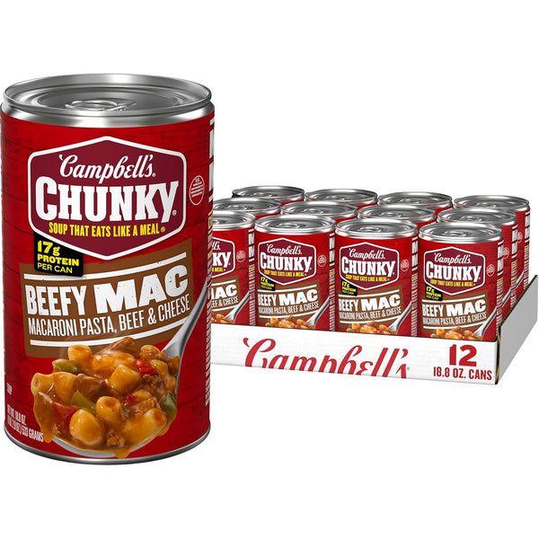 Campbell's Chunky Chili Mac Soup, 18.8 Ounce Can, High-Protein Canned Soup for Game Day Snacks