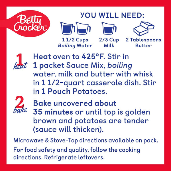 Betty Crocker Au Gratin Casserole Potatoes, Made with Real Cheese, Twin Pack, 8 oz