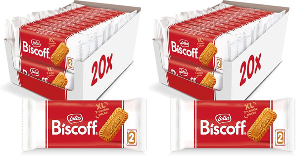 Lotus Biscoff Cookies, Caramelized Biscuit Snack, 20 Sleeves of 2 Extra Large Cookies