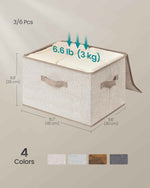 songmics foldable fabric storage organizer boxes set of 3 bins with lids and handles