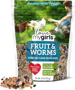 Love My Girls: Chicken Snacks - Fruit & Worms - 5lb Bag - Global Harvest, Gourmet Multi-Grain Treats, Corn-Free, Nutritious & Protein Rich Mealworms