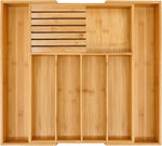 Bamboo Silverware Drawer Organizer Kitchen Utensil Storage