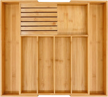 Bamboo Silverware Drawer Organizer Kitchen Utensil Storage