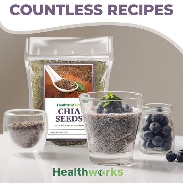 Healthworks Superfoods Raw Chia Seeds - 32 Oz / 2 Lbs - Premium & All-Natural - Contains Omega 3, Fiber & Protein - Great with Shakes, Smoothies & Oatmeal