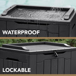 30 gallon resin deck box for outdoor storage and patio furniture