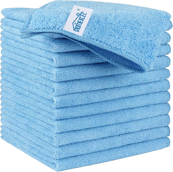 HOMEXCEL Microfiber Cleaning Cloth, 8 Pack Cleaning Rags, Cleaning Towels with 4 Color Assorted, 11.5"X11.5"(Green/Blue/Yellow/Pink)