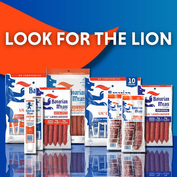 Bavarian Meats Lil' Landjaeger Meat Sticks, Smoked Sausage Protein Snacks, 10 Ounce
