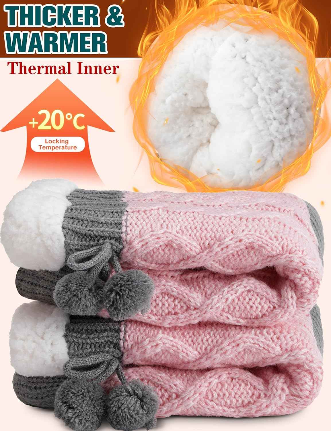 Womens Slipper Fuzzy Grips Socks Fluffy Winter Warm Thick Thermal Cozy Plush Non Slip Cabin Soft Fleece Socks | Warm, Cozy, Non Slip, Fluffy, Soft, Plush, Fleece, Thermal, Thick, Winter