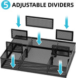 2 Pack Desk Drawer Organizer with Adjustable Compartments and 5 Dividers