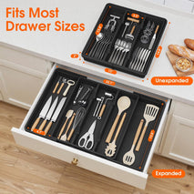 Large Silverware Organizer for Kitchen Drawers, Expandable Utensil Drawer Organizer