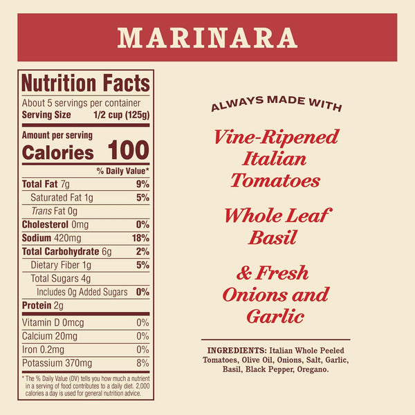 Rao's Homemade Marinara Sauce, 24 oz, All Purpose Tomato Sauce, Pasta Sauce, Carb Conscious, Keto Friendly, All Natural, Premium Quality, With Italian Tomatoes & Olive Oil