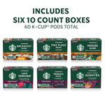 Starbucks K-Cup Coffee Pods Variety Pack 60 Count Keurig Compatible