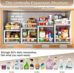 Adjustable Height Under Sink Organizer 2 Pack for Kitchen Bathroom