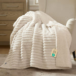 Bedsure ComfyFleece waterproof dog blanket for large dogs, soft corduroy fleece, 50x60 inches, cream color