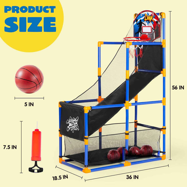 joyin arcade basketball game set with 4 balls and hoop for kids 3 to 12 years old