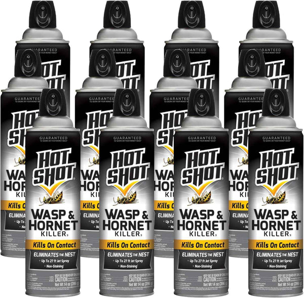 Hot Shot Wasp And Hornet Killer Aerosol, Up to 27-Foot Jet Spray, 14 Ounces, 2 Pack
