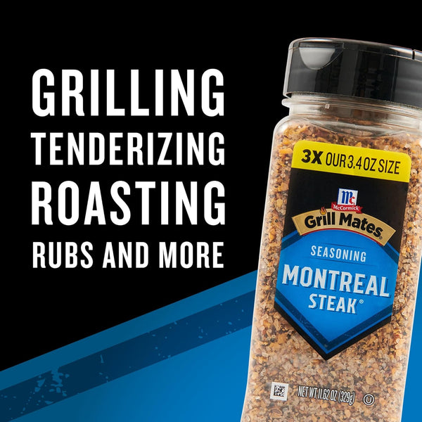 McCormick Montreal Steak Seasoning, No MSG, Gluten Free, 11.62 oz, Bold Savory Grilling Flavor for Meat and Vegetables